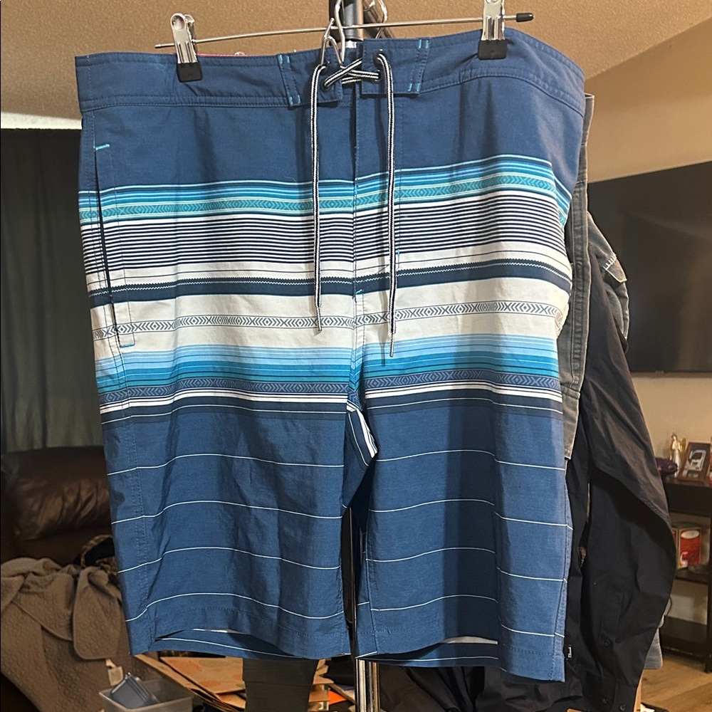Goodfellow & Co Blue and White Striped Board Shorts